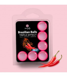 BOLAS LUBRICANTES BRAZILIAN BALLS EFECTO TRIPLO 6 X 4GR