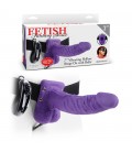 STRAP-ON HUECO CON VIBRACIÓN Y TESTICULOS 7" FETISH FANTASY SERIES MORADO