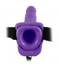 STRAP-ON HUECO CON VIBRACIÓN Y TESTICULOS 7" FETISH FANTASY SERIES MORADO