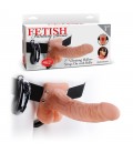 STRAP-ON HUECO CON VIBRACIÓN Y TESTICULOS 7" FETISH FANTASY SERIES BLANCO