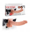 STRAP-ON OCO COM VIBRAÇÃO E TESTÍCULOS 9" FETISH FANTASY SERIES BRANCO