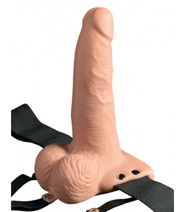 ARNÊS COM DILDO OCO RECARREGÁVEL 6" HOLLOW RECHARGEABLE STRAP-ON COM COMANDO FETISH FANTASY SERIES