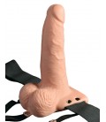 ARNÊS COM DILDO OCO RECARREGÁVEL 6" HOLLOW RECHARGEABLE STRAP-ON COM COMANDO FETISH FANTASY SERIES