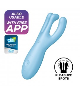 VIBRADOR THREESOME 4 COM APP SATISFYER AZUL