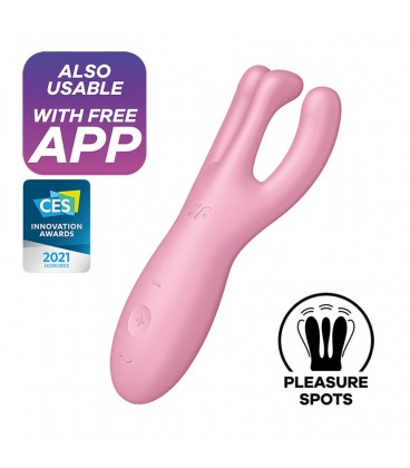 VIBRADOR THREESOME 4 COM APP SATISFYER ROSA