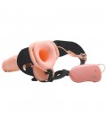 STRAP-ON HUECO CON VIBRACIÓN Y TESTICULOS REAL RAPTURE AIR FEELING 8" BLANCO