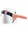 REAL RAPTURE AIR FEELING 8" HOLLOW VIBRATING STRAP-ON WITH SCROTUM WHITE