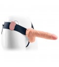 STRAP-ON HUECO CON VIBRACIÓN Y TESTICULOS REAL RAPTURE AIR FEELING 8" BLANCO