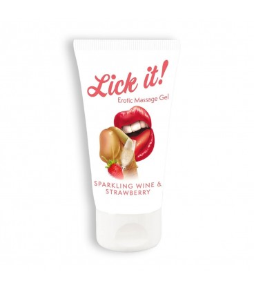 LUBRIFICANTE BEIJÁVEL LICK-IT MORANGO E CHAMPANHE 50ML