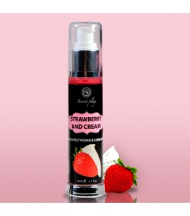 LUBRICANTE DE EFECTO CALOR CON SABOR A FRESA CON NATAS 50 ML SECRET PLAY