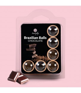 BOLAS LUBRIFICANTES BEIJÁVEIS BRAZILIAN BALLS SABOR A CHOCOLATE 6 x 4GR