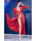 CR-4421 LONG GOWN AND THONG RED