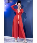 CR-4421 LONG GOWN AND THONG RED