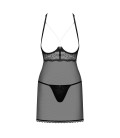 OBSESSIVE PEARLOVE CHEMISE AND THONG BLACK