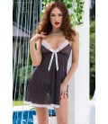 CR-4459 BABYDOLL AND THONG BLACK AND WHITE