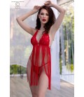 CR-4462 BABYDOLL AND THONG RED