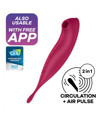 VIBRADOR TWIRLING PRO SATISFYER COM APLICAÇÃO CONNECT VERMELHO