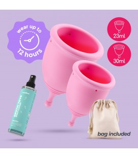 CRUSHIOUS MINERVA S + L MENSTRUAL CUPS WITH POUCH AND TOY CLEANER 150 ML