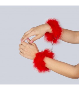 SECRET PLAY FEATHER CUFFS RED