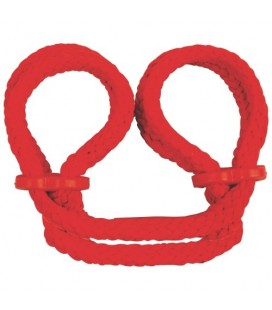 JAPANESE SILK LOVE ROPE ANKLE CUFFS RED