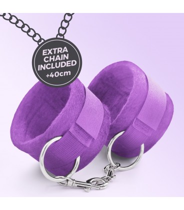 TOUGH LOVE VELCRO HANDCUFFS WITH EXTRA 40CM CHAIN CRUSHIOUS PURPLE