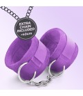 TOUGH LOVE VELCRO HANDCUFFS WITH EXTRA 40CM CHAIN CRUSHIOUS PURPLE