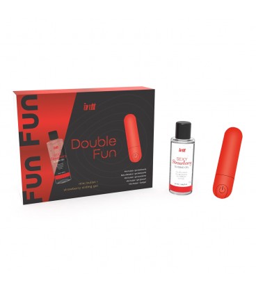 INTT DOUBLE FUN VIBRATING BULLET AND STRAWBERRY GLIDING GEL 50ML
