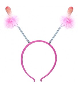 HAIRBAND DECORATED WITH PINK FEATHERS AND PENIS