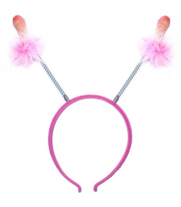 HAIRBAND DECORATED WITH PINK FEATHERS AND PENIS