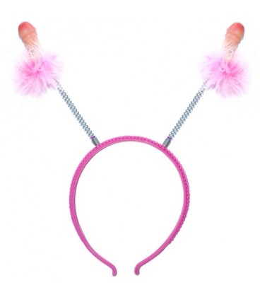 HAIRBAND DECORATED WITH PINK FEATHERS AND PENIS