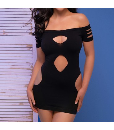 CHILIROSE CR-4671 MINI DRESS BLACK