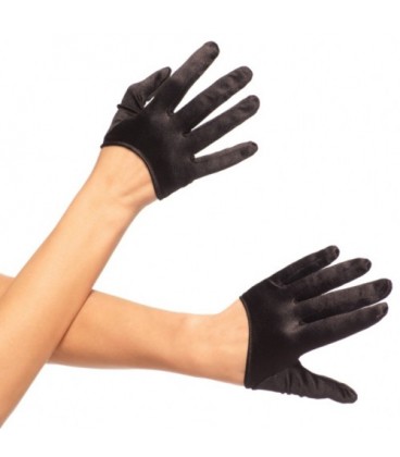 MINI CROPPED BLACK SATIN GLOVES