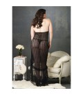 PLUS SIZE TRANSLUCENT LONG MESH DRESS WITH LACE DETAILS