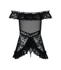 OBSESSIVE BABYDOLL AND THONG FLORES BLACK