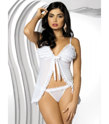 OBSESSIVE MADAME BABYDOLL AND THONG WHITE