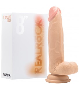 DILDO REALÍSTICO COM TESTÍCULOS REALROCK 8” BRANCO