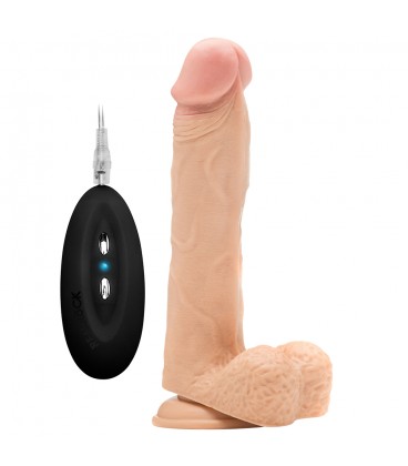 VIBRADOR REALÍSTICO COM TESTÍCULOS REALROCK 9” BRANCO