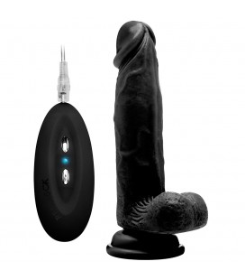 REALROCK 8” REALISTIC VIBRATOR WITH TESTICLES BLACK