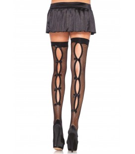 FISHNET THIGH HIGHS WITH HOLE BOW BACKSEAM