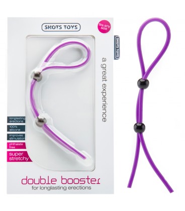 ANILLO AJUSTABLE PARA EL PENE Y LOS TESTÍCULOS DOUBLE BOOSTER MORADO