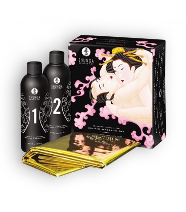 KIT DE ÓLEOS DE MASSAGEM SHUNGA ESPUMANTE MORANGO