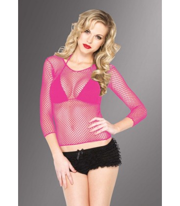 FISHNET SHIRT WITH SLEEVES PINK