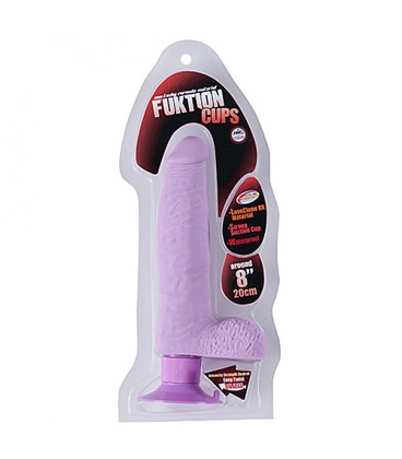 VIBRADOR REALÍSTICO CON TESTÍCULOS FUKTION CUPS 8'' MORADO