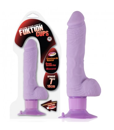 VIBRADOR REALISTA COM TESTÍCULOS FUKTION CUPS 7'' ROXO